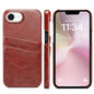 For iPhone 17e / 16e Fierre Shann Retro Oil Wax Texture Card Slots PU Leather Phone Case(Brown)