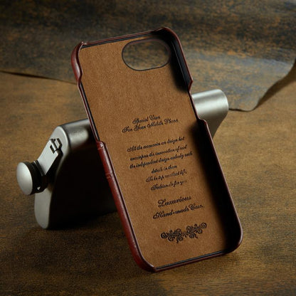 For iPhone 17e / 16e Fierre Shann Retro Oil Wax Texture Card Slots PU Leather Phone Case(Brown)