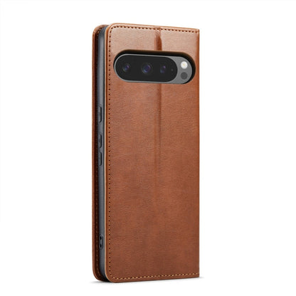 For Google Pixel 9 / 9 Pro Fierre Shann PU Genuine Leather Texture Phone Case(Brown)