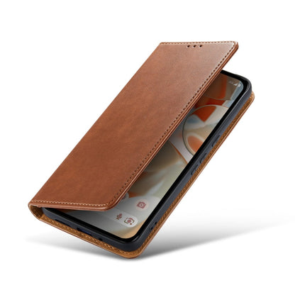 For Google Pixel 9 / 9 Pro Fierre Shann PU Genuine Leather Texture Phone Case(Brown)