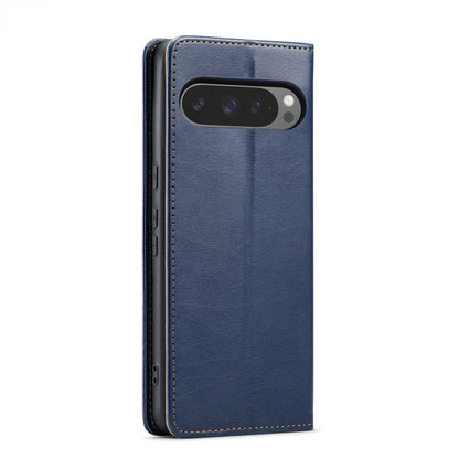 For Google Pixel 9 Pro XL Fierre Shann PU Genuine Leather Texture Phone Case(Blue)