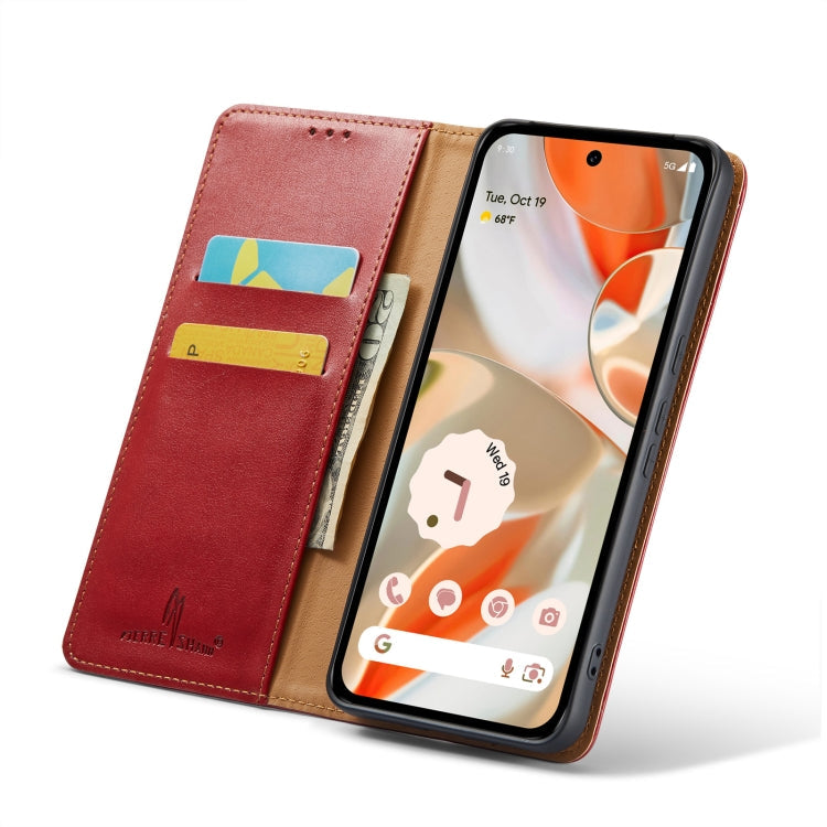 For Google Pixel 9 Pro XL Fierre Shann PU Genuine Leather Texture Phone Case(Red)