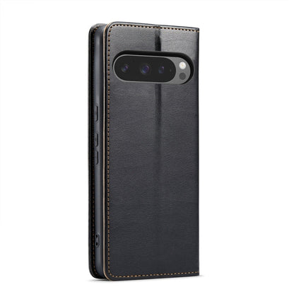 For Google Pixel 9 Pro XL Fierre Shann PU Genuine Leather Texture Phone Case(Black)