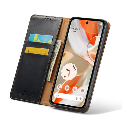 For Google Pixel 9 Pro XL Fierre Shann PU Genuine Leather Texture Phone Case(Black)