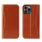For iPhone 16 Pro Max Fierre Shann Cowhide Leather Flip Leather Phone Case(Brown)