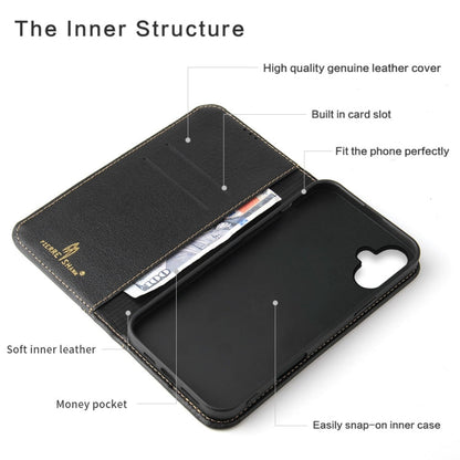 For iPhone 16 Plus Fierre Shann Cowhide Leather Flip Leather Phone Case(Black)