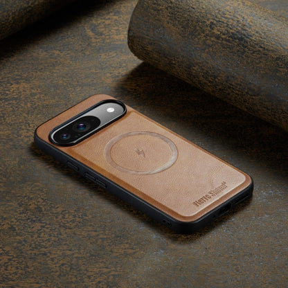 For Google Pixel 9 Pro XL Fierre Shann Cowhide Texture MagSafe Magnetic Phone Case(Brown)