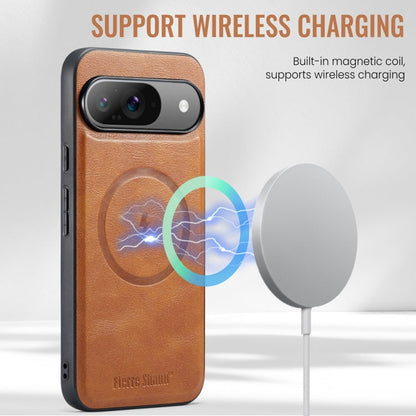 For Google Pixel 9 Pro XL Fierre Shann Cowhide Texture MagSafe Magnetic Phone Case(Brown)