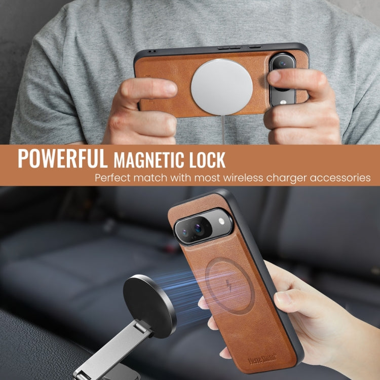 For Google Pixel 9 Pro XL Fierre Shann Cowhide Texture MagSafe Magnetic Phone Case(Brown)