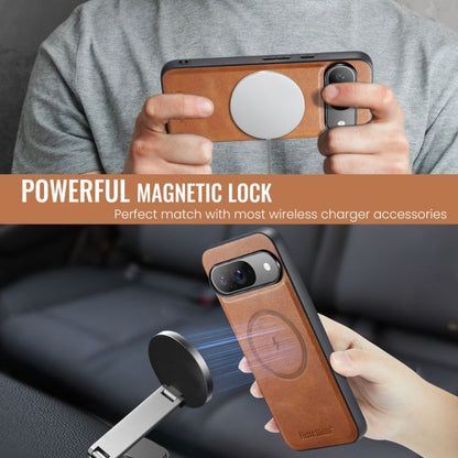 For Google Pixel 9 Pro XL Fierre Shann Cowhide Texture MagSafe Magnetic Phone Case(Brown)