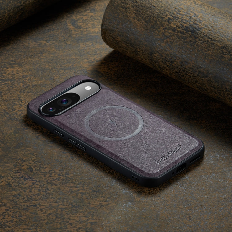 For Google Pixel 9 Pro XL Fierre Shann Cowhide Texture MagSafe Magnetic Phone Case(Purple)