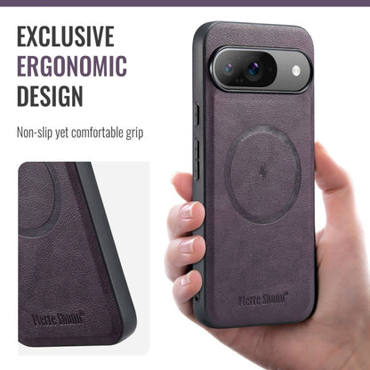 For Google Pixel 9 Pro XL Fierre Shann Cowhide Texture MagSafe Magnetic Phone Case(Purple)
