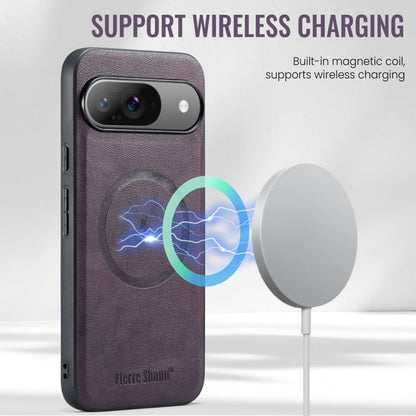 For Google Pixel 9 Pro XL Fierre Shann Cowhide Texture MagSafe Magnetic Phone Case(Purple)