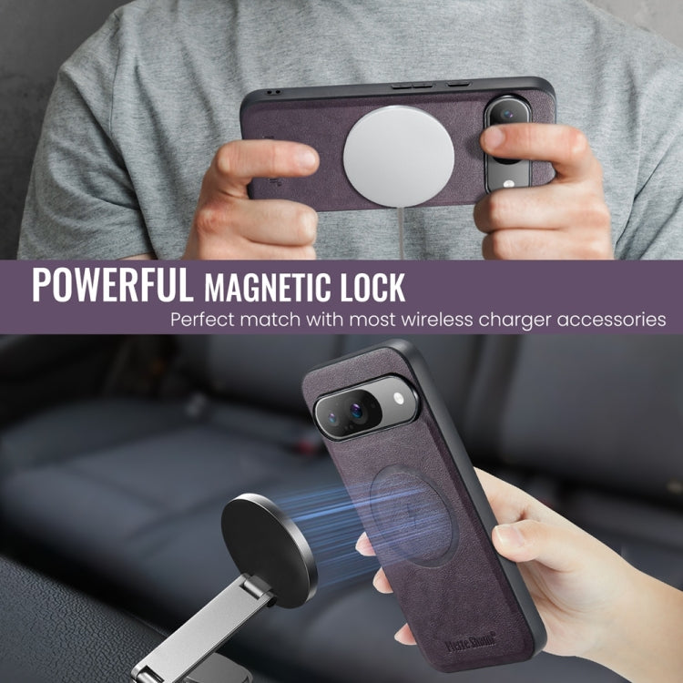 For Google Pixel 9 Pro XL Fierre Shann Cowhide Texture MagSafe Magnetic Phone Case(Purple)