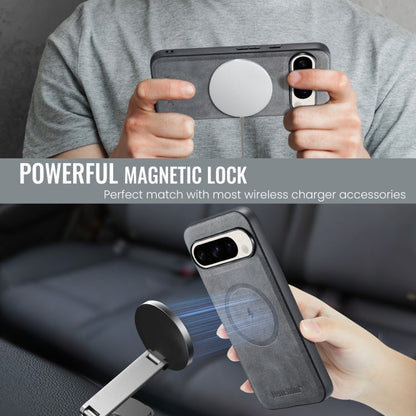 For Google Pixel 9 / 9 Pro Fierre Shann Cowhide Texture MagSafe Magnetic Phone Case(Grey)