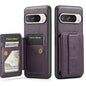 Pour Google Pixel 9 / 9 Pro Fierre Shann Étui de téléphone arrière en cuir de vachette ciré avec porte-cartes (violet)