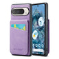 For Google Pixel 9 / 9 Pro Fierre Shann Crazy Horse Card Holder Back Cover PU Phone Case(Purple)