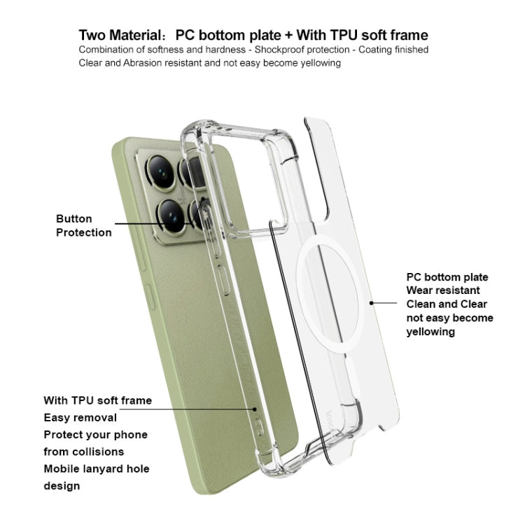 Pour Xiaomi 14T 5G IMAK Space Shield PC + TPU Housse de téléphone antichoc MagSafe avec airbag (transparent)