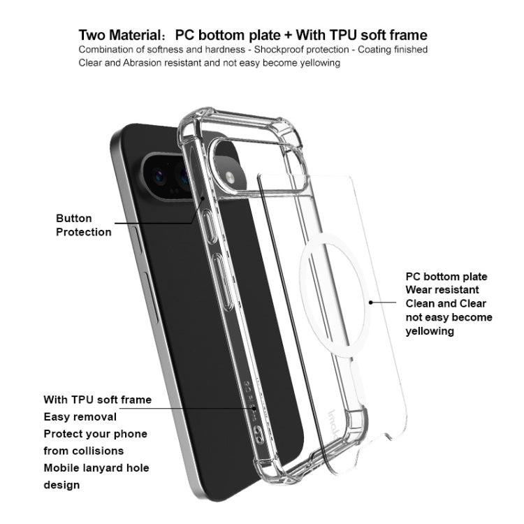 For Google Pixel 9 / 9 Pro IMAK Space Shield PC + TPU Airbag Shockproof MagSafe Phone Case(Transparent)