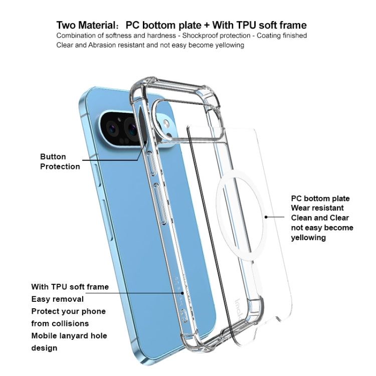 For Google Pixel 9 Pro XL IMAK Space Shield PC + TPU Airbag Shockproof MagSafe Phone Case(Transparent)