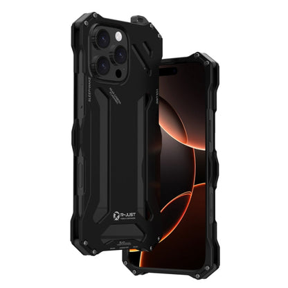 For iPhone 16 Pro Max R-JUST RJ-17 Shockproof Armor Hollow Metal Phone Case(Black)