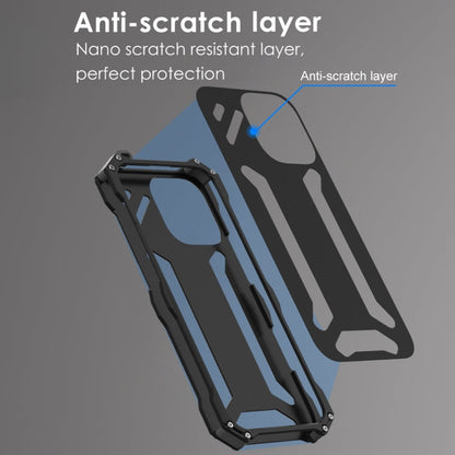For iPhone 16 Pro R-JUST RJ-17 Shockproof Armor Hollow Metal Phone Case(Black)