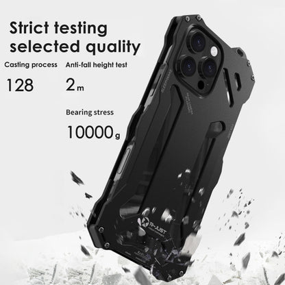 For iPhone 16 Pro R-JUST RJ-17 Shockproof Armor Hollow Metal Phone Case(Black)