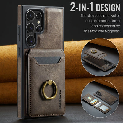 For Samsung Galaxy S24 Ultra 5G MAGKING K1 MagSafe Detachable Wallet RFID Back Cover Phone Case(Coffee)