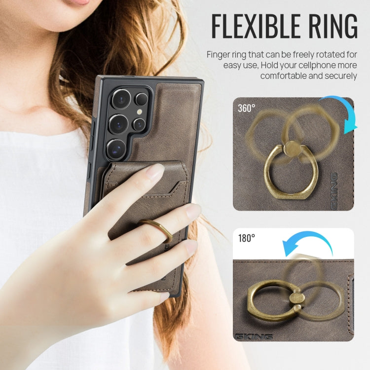 For Samsung Galaxy S24 Ultra 5G MAGKING K1 MagSafe Detachable Wallet RFID Back Cover Phone Case(Coffee)