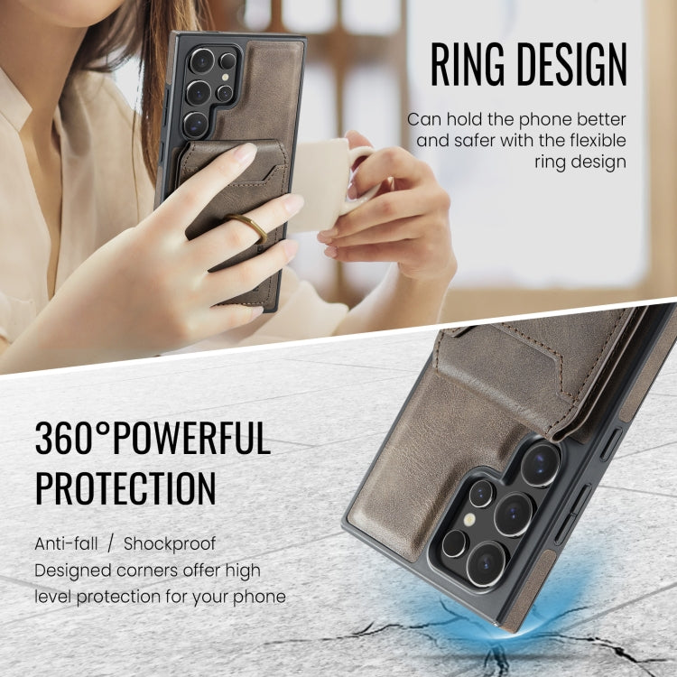 For Samsung Galaxy S24 Ultra 5G MAGKING K1 MagSafe Detachable Wallet RFID Back Cover Phone Case(Coffee)
