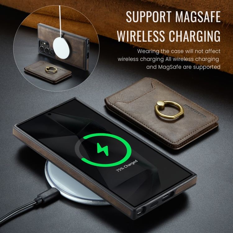 For Samsung Galaxy S24 Ultra 5G MAGKING K1 MagSafe Detachable Wallet RFID Back Cover Phone Case(Coffee)