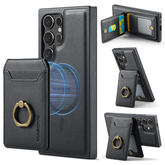 For Samsung Galaxy S24 Ultra 5G MAGKING K1 MagSafe Detachable Wallet RFID Back Cover Phone Case(Black)