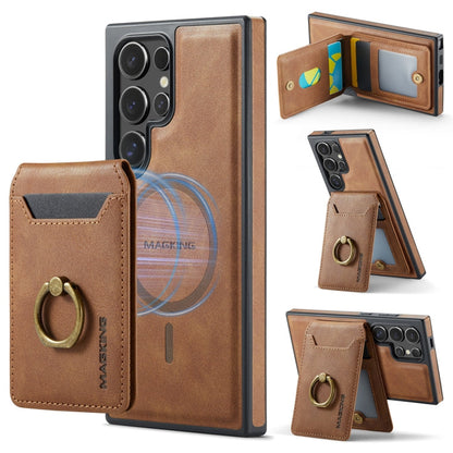 For Samsung Galaxy S24 Ultra 5G MAGKING K1 MagSafe Detachable Wallet RFID Back Cover Phone Case(Brown)
