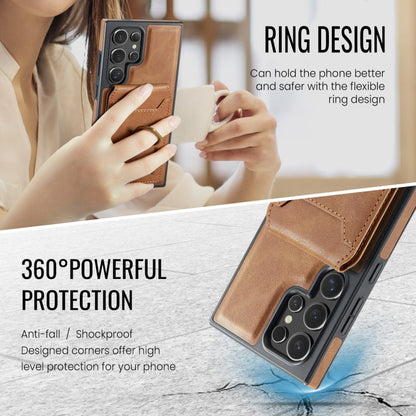 For Samsung Galaxy S24 Ultra 5G MAGKING K1 MagSafe Detachable Wallet RFID Back Cover Phone Case(Brown)