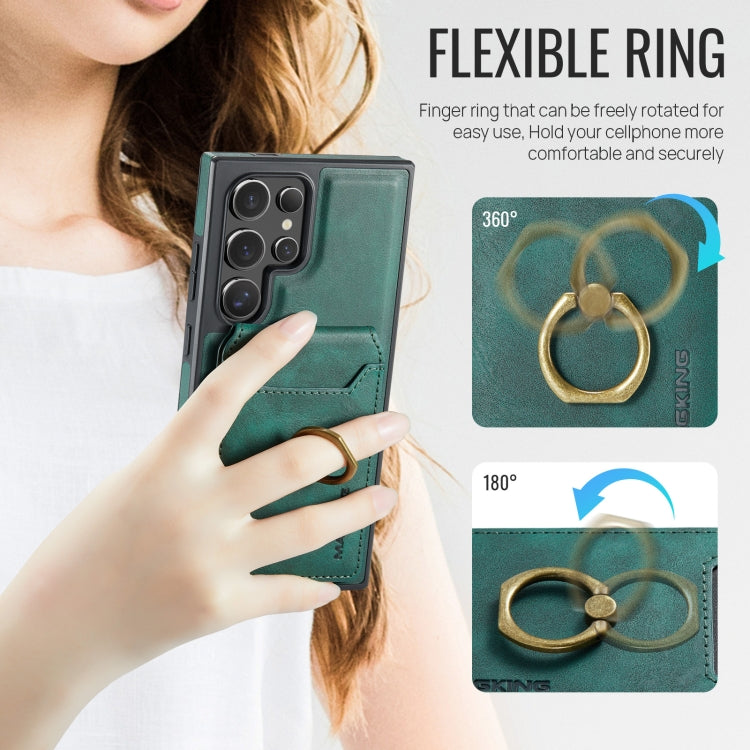 For Samsung Galaxy S24 Ultra 5G MAGKING K1 MagSafe Detachable Wallet RFID Back Cover Phone Case(Green)