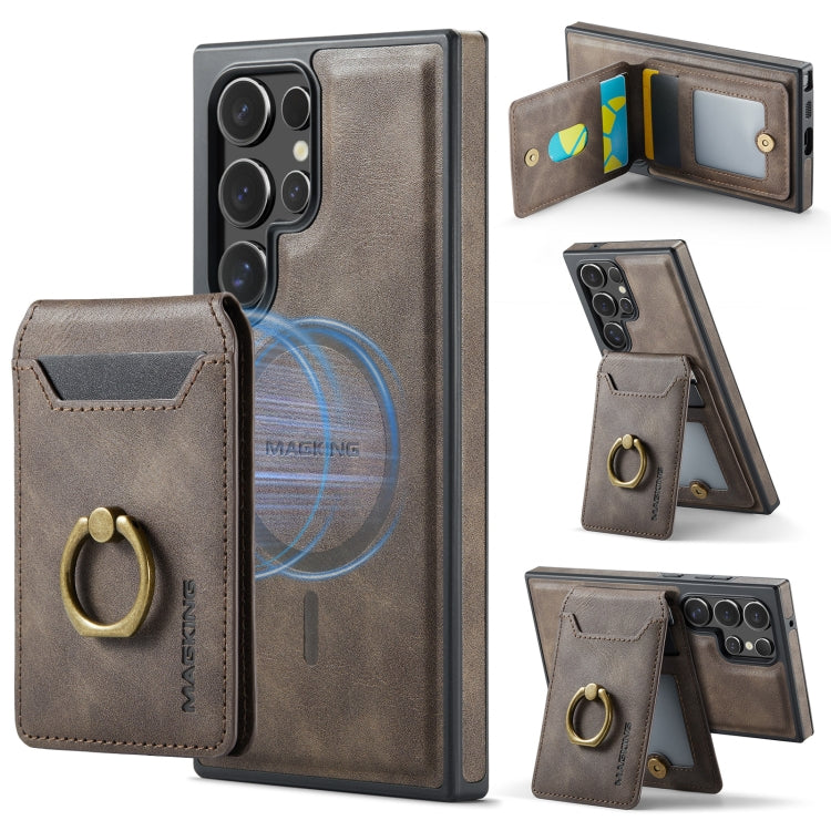 For Samsung Galaxy S23 Ultra 5G MAGKING K1 MagSafe Detachable Wallet RFID Back Cover Phone Case(Coffee)