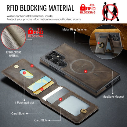 For Samsung Galaxy S23 Ultra 5G MAGKING K1 MagSafe Detachable Wallet RFID Back Cover Phone Case(Coffee)