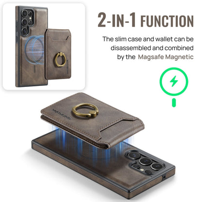For Samsung Galaxy S23 Ultra 5G MAGKING K1 MagSafe Detachable Wallet RFID Back Cover Phone Case(Coffee)