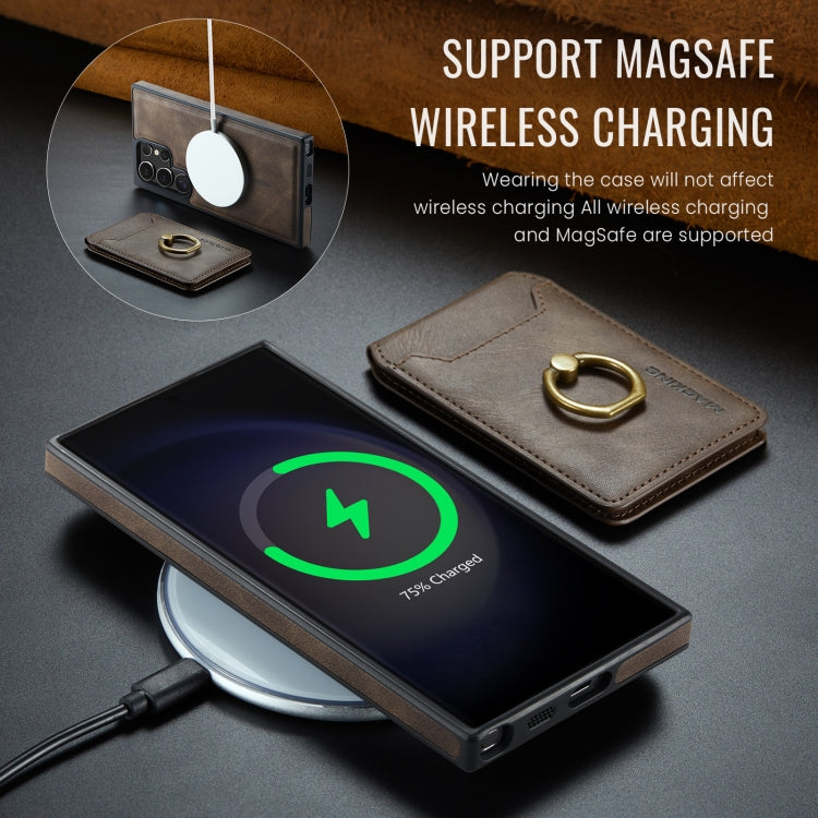 For Samsung Galaxy S23 Ultra 5G MAGKING K1 MagSafe Detachable Wallet RFID Back Cover Phone Case(Coffee)