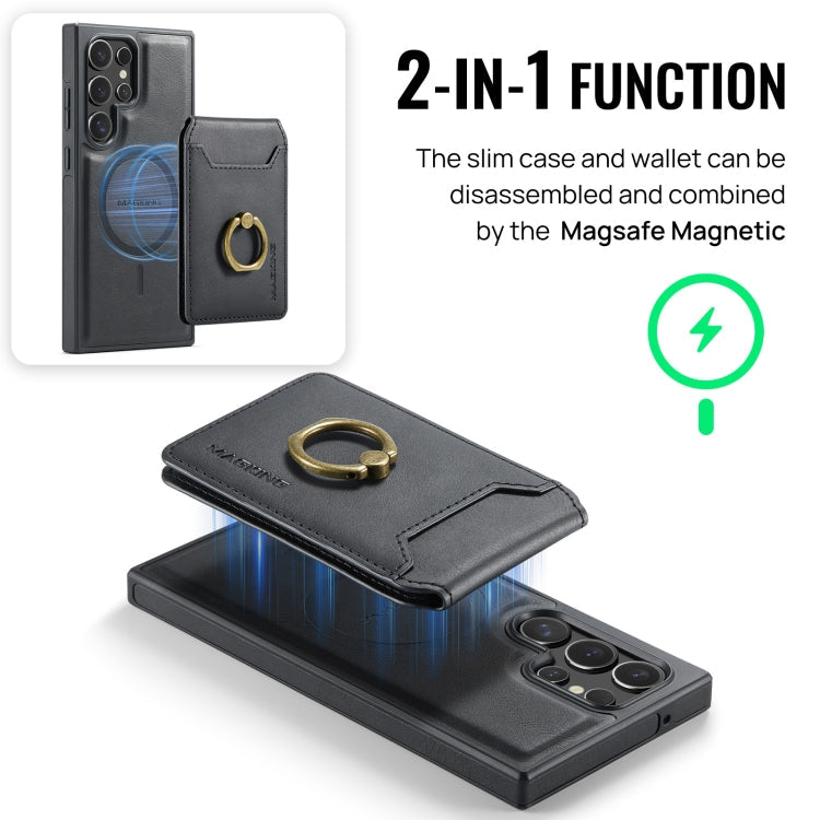 For Samsung Galaxy S23 Ultra 5G MAGKING K1 MagSafe Detachable Wallet RFID Back Cover Phone Case(Black)