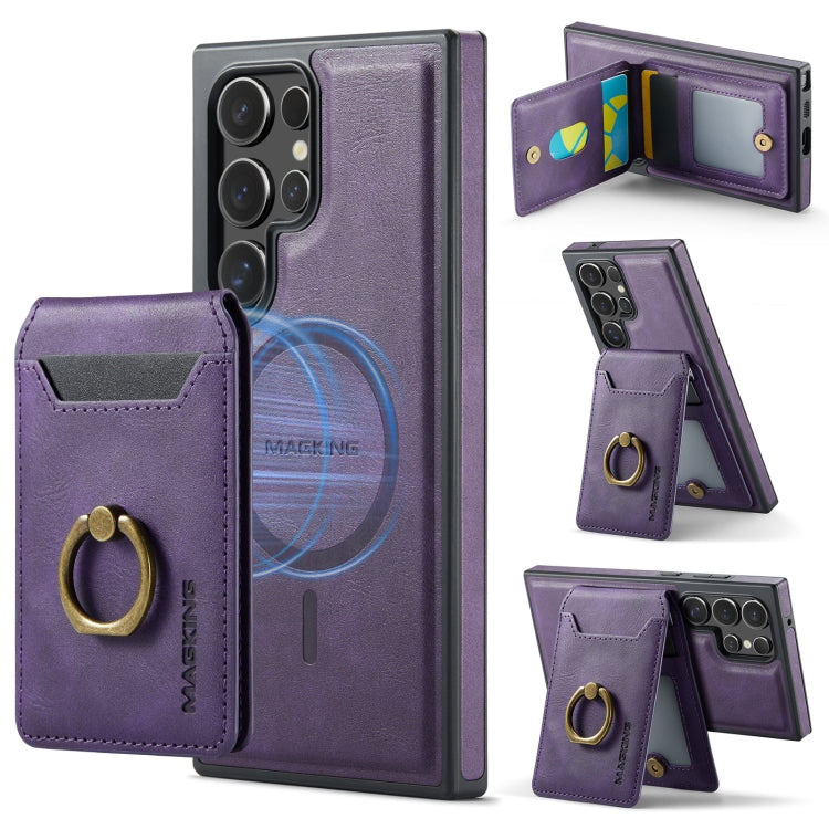 Pour Samsung Galaxy S23 Ultra 5G Étui de téléphone MAGKING K1 MagSafe détachable avec portefeuille RFID (violet)