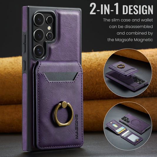For Samsung Galaxy S23 Ultra 5G MAGKING K1 MagSafe Detachable Wallet RFID Back Cover Phone Case(Purple)