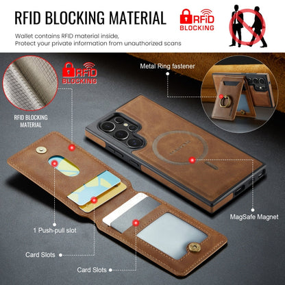 For Samsung Galaxy S23 Ultra 5G MAGKING K1 MagSafe Detachable Wallet RFID Back Cover Phone Case(Brown)