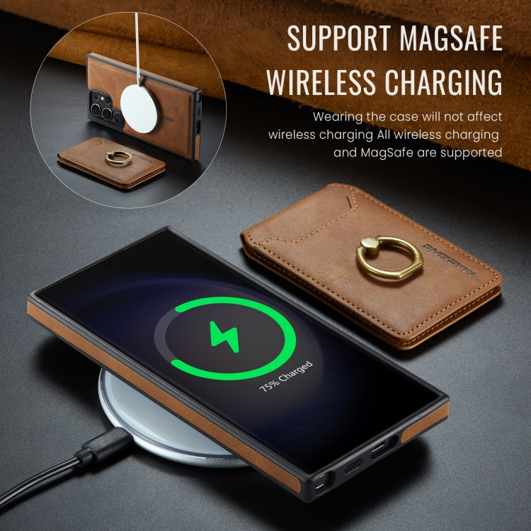 For Samsung Galaxy S23 Ultra 5G MAGKING K1 MagSafe Detachable Wallet RFID Back Cover Phone Case(Brown)