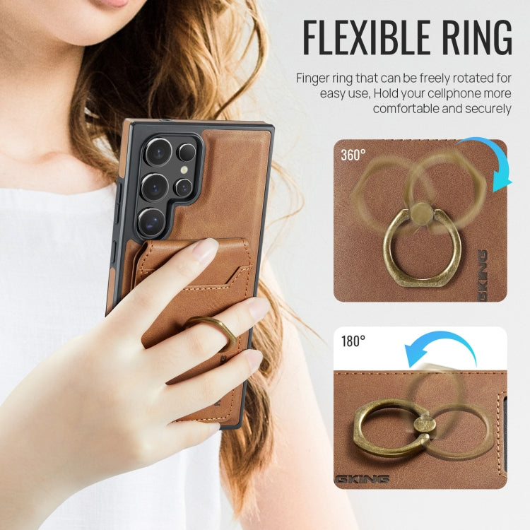 For Samsung Galaxy S23 Ultra 5G MAGKING K1 MagSafe Detachable Wallet RFID Back Cover Phone Case(Brown)