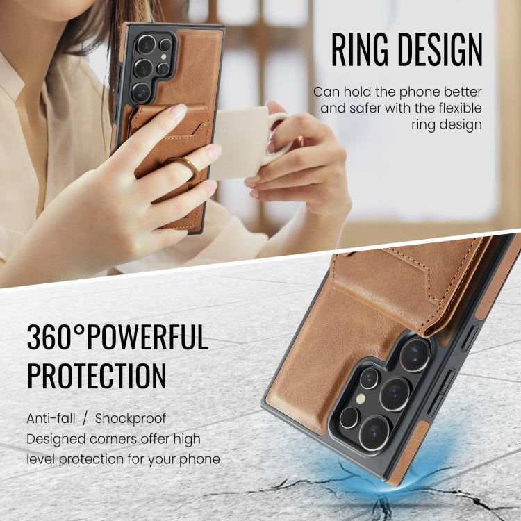 For Samsung Galaxy S23 Ultra 5G MAGKING K1 MagSafe Detachable Wallet RFID Back Cover Phone Case(Brown)