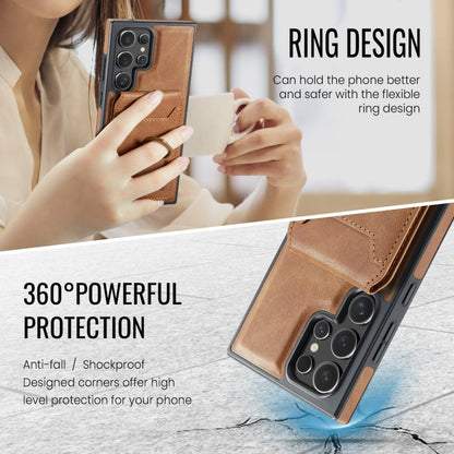For Samsung Galaxy S23 Ultra 5G MAGKING K1 MagSafe Detachable Wallet RFID Back Cover Phone Case(Brown)