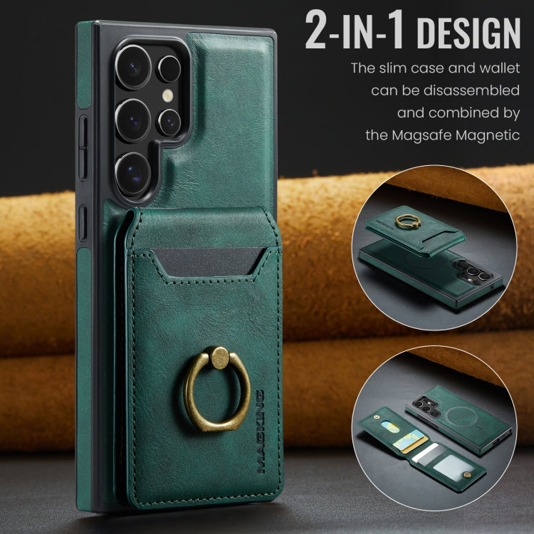 Pour Samsung Galaxy S23 Ultra 5G MAGKING K1 Étui de Téléphone avec Portefeuille Amovible MagSafe et Blocage RFID (Vert)