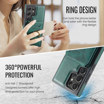 Pour Samsung Galaxy S23 Ultra 5G MAGKING K1 Étui de Téléphone avec Portefeuille Amovible MagSafe et Blocage RFID (Vert)