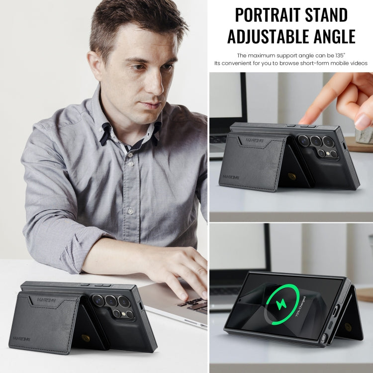 For Samsung Galaxy S24 Ultra 5G MAGKING K2 Series MagSafe RFID Card Bag Detachable Phone Case(Black)